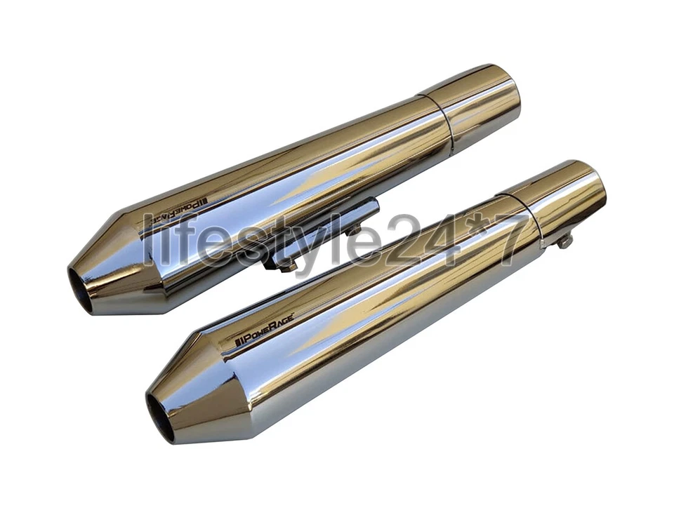 Silenciador silenciador escape corto pulido Royal Enfield Interceptor 650 Powerage - Imagen 2 de 4