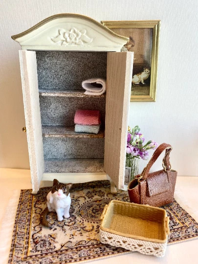 Armario 1:12 Miniatura Dormitorio Armario Miniatura Muebles Madera Foto 3 de 4