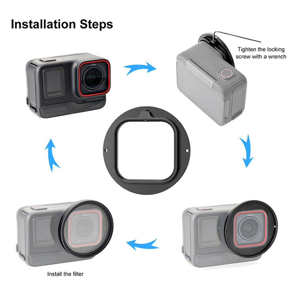 52MM UV Filter + Adapter Ring + Lens Cap Set For Insta360 Ace Pro