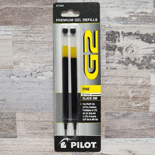 Recambio De Tinta Gel Pilot G2 (pack De 2) - Punta 0.5 Mm, Tinta Negra De Secado Rápido, Para Bolígrafos De Gel Pilot