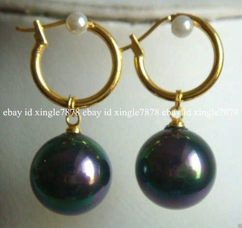 Pendientes colgantes de perlas naturales multicolores del Mar del Sur de 14 mm - Imagen 18 de 23