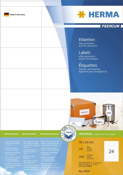 Herma Universal-Etiketten Premium, 70 X 35 Mm, Weiá-image