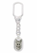 German Shepherd Key Ring Jewelry Sterling Silver Handmade Dog Key Ring GS21-KR