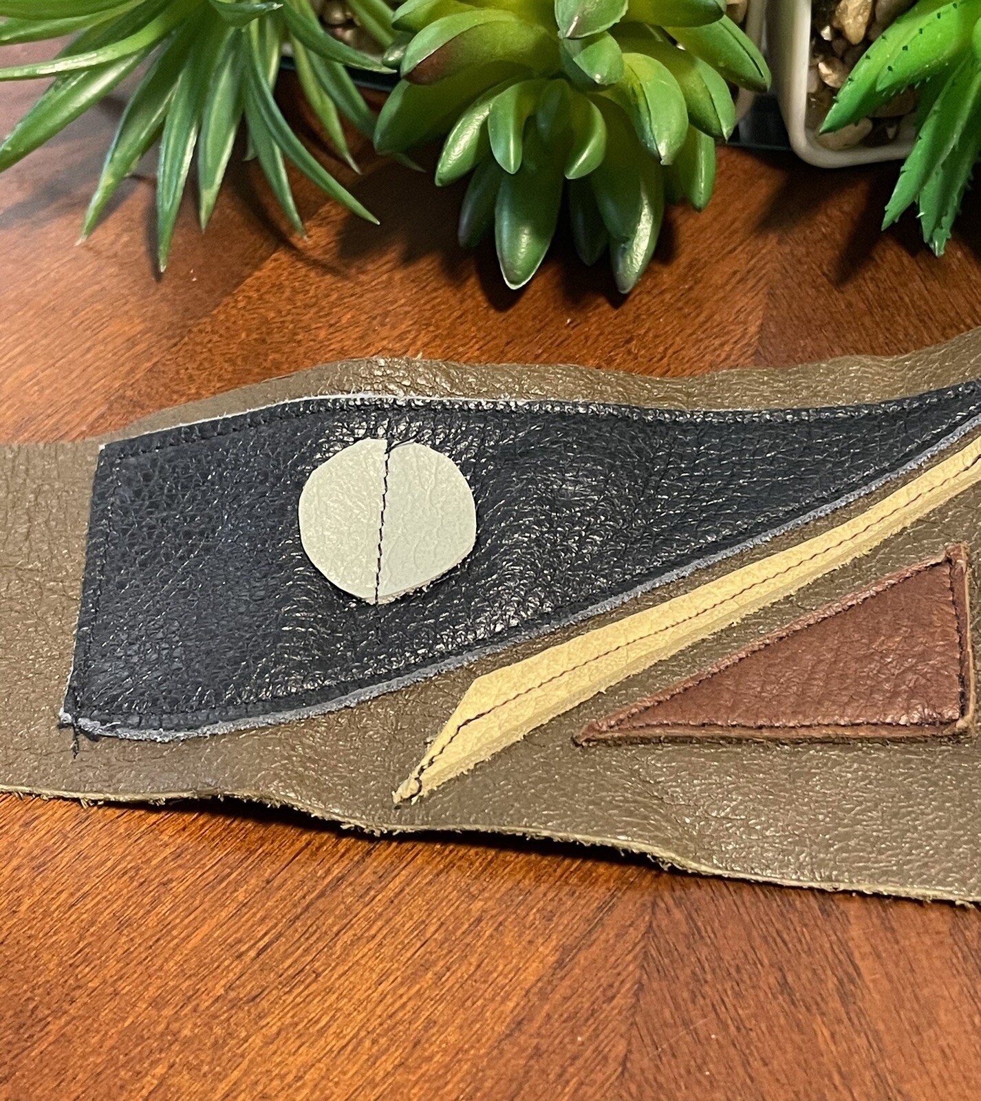 Unique Handmade Leather Statement Snap Bracelet - image 7