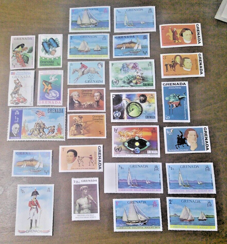 Lot of 27! Vintage Stamps! Mint! Grenada~ Olympics Munich 1972~ Boats Grenadines