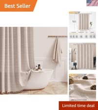 Stylish Taupe Shower Curtain 54x78 - Farmhouse Design with Grommet Top and Hooks