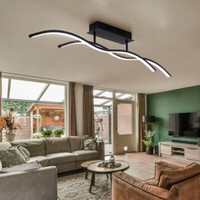 Designleuchte Deckenlampe Wohnzimmerleuchte Gewellt Led Graphit Schwarz Opal