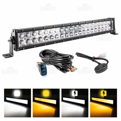 22Inch 120W LED Light Bar Combo Amber White Strobe for Jeeps Truck Car ATV SUV