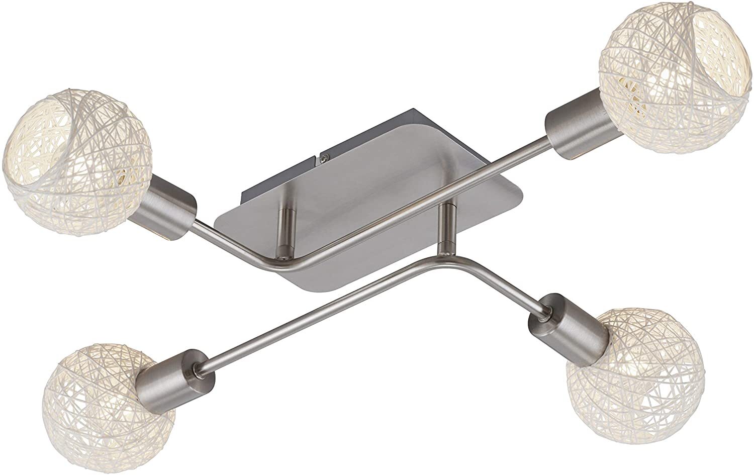 BRILONER - PLAFONIERA NATURE BALL  A 4LUCI 5,5W E14 NICKEL SATINATO/CARTA BIANCA