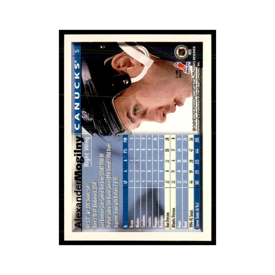 1995 Bowman Alexander Mogilny Vancouver Canucks #5 - Image 2 of 3