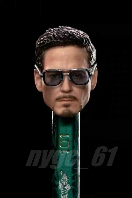 1/12 Male Head Sculpt Man Tony Stark with Sunglasses For 6inch