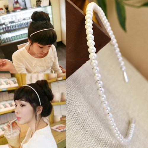 US Women Elegant Big Pearl Headband Girls Crystal Hairband Hair Hoop Accessories
