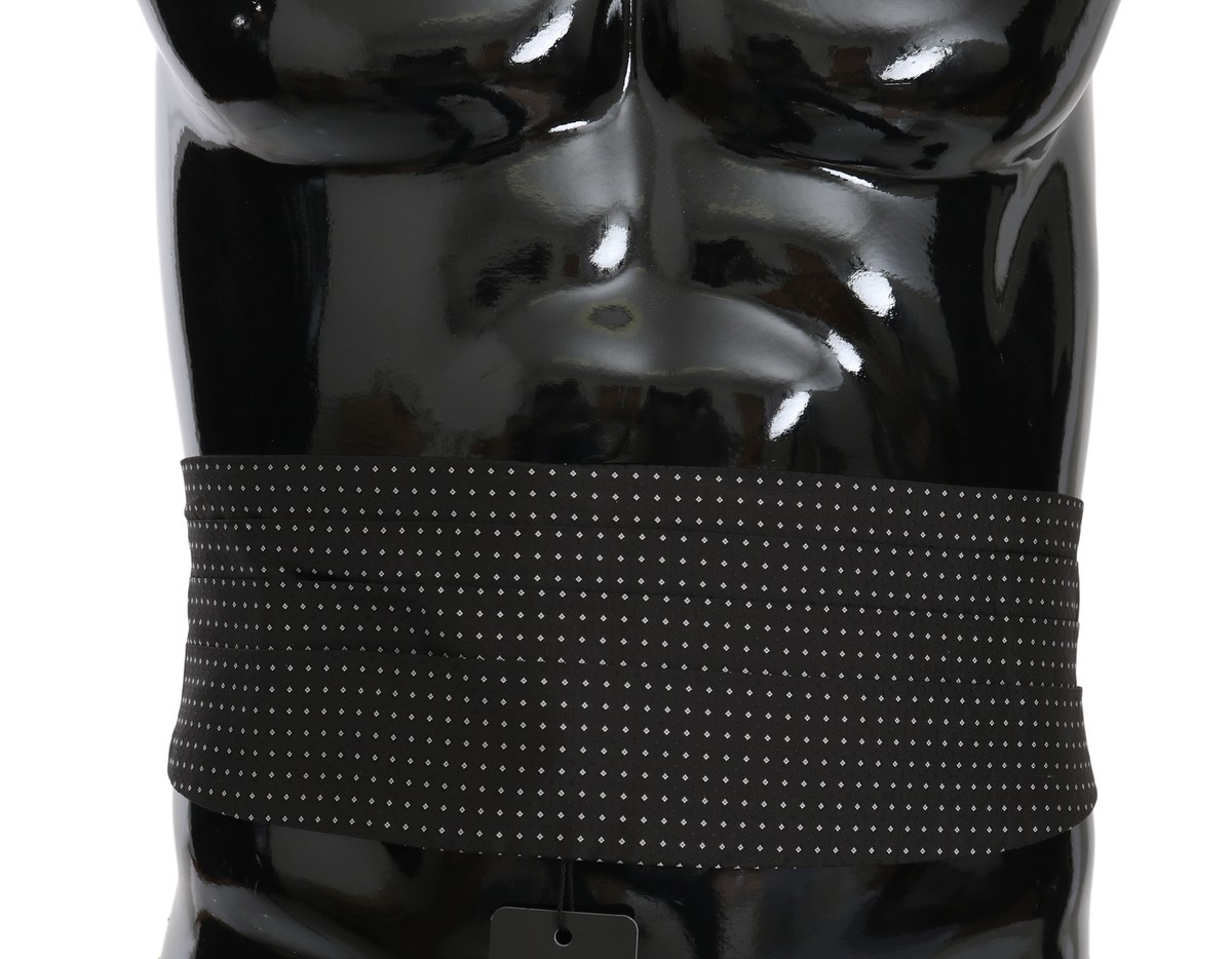 DOLCE & GABBANA Cummerbund Black Dotted Waist Belt Silk s  display picture 3