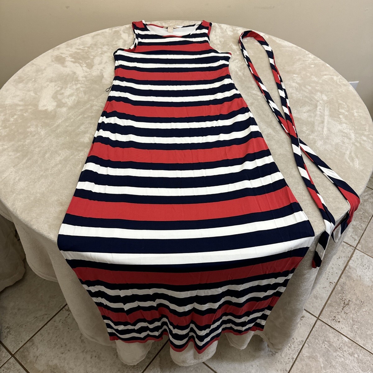 red white and blue maxi dress Navy and Red Floral Maxi Dress with Pockets main image 0