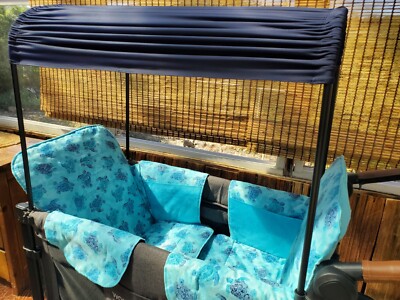 WonderFold W2 Luxe/Elite Set of Seat Covers,Mat Cover and Canopy BLUE TURTLES 