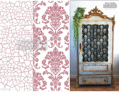 re-design Decor Clear Cling Stamps Crackle Schablone Stempel Vintage Shabby Chic