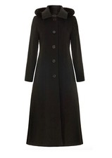 De La Creme - Single Breasted Detachable Fur Hood Wool Winter Long Coat, Autumn