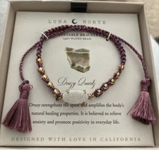 Luna Norte Druzy Quartz 14KT Plated Brass Bracelet~Positivity~Healing NIB!