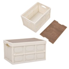 Plastic Folding Storage Box Lidded Collapsible Stackable Crate Container Basket