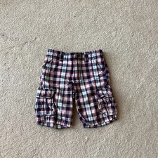 TOMMY HILFIGER PLAID SHORTS, BOYS 5, FIVE POCKETS, INSIDE ADJUST WAIST, ZIP FLY