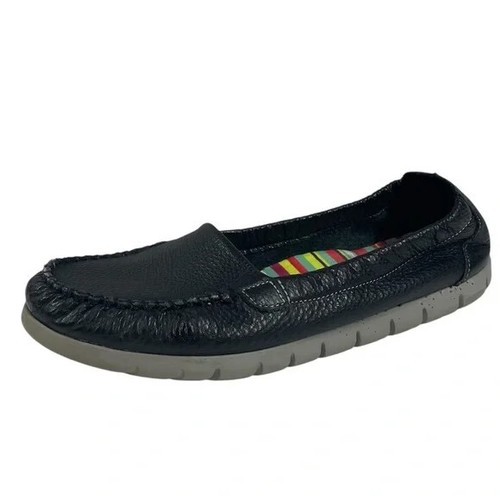 SAS Sunny elastische bequeme Leder-Loafer Damenschuhe 8 M schwarz Slipper
