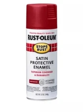 Rust-Oleum Satin Protective Enamel Spray Paint, Heritage Red, 12 Oz.