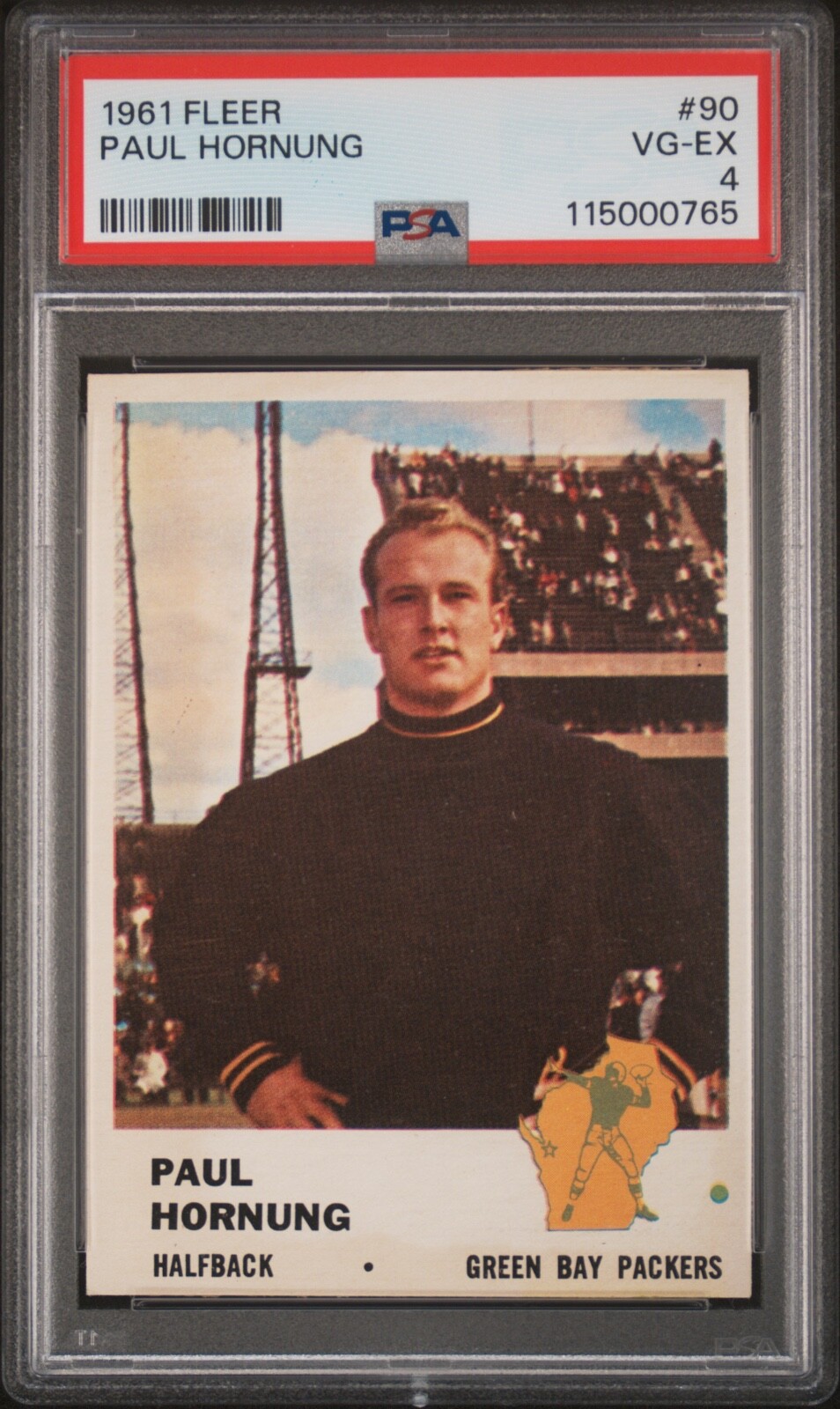1961  FLEER VINTAGE FOOTBALL PAUL HORNUNG HOF PACKERS #90 PSA 4 LOOKS BETTER
