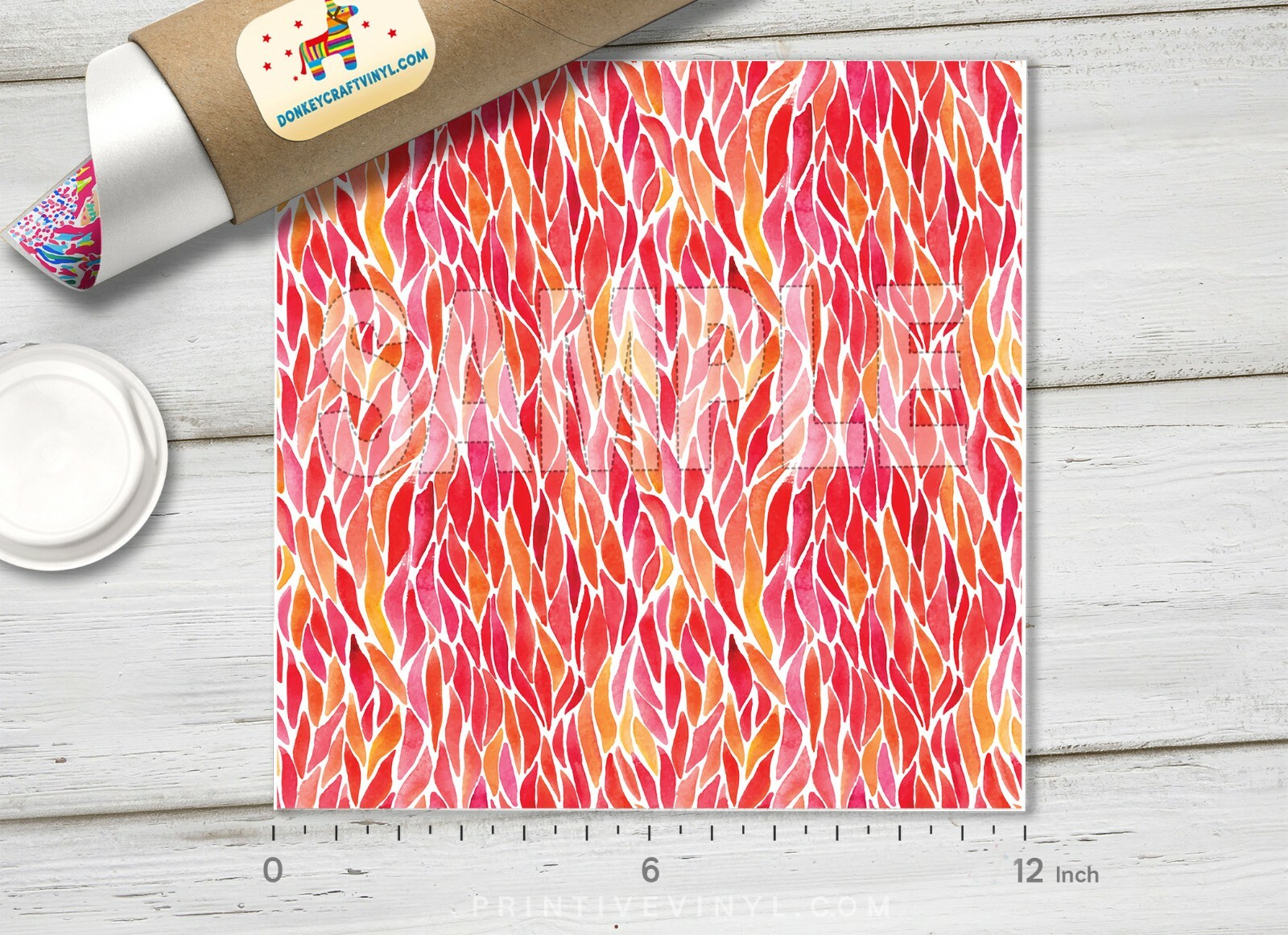 Watercolor Flame Patterned HTV, Iron on Vinyl, Printed HTV,Adhesive