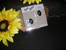 VINTAGE ART DECO STYLE JET RHINESTONE SHOE BOBS CHARMS USA MADE ESTATE RETRO