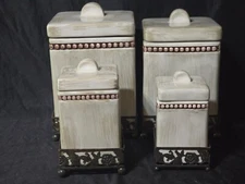 GODINGER & CO 12-Piece Canister Set - Antique White, With Lids, Gaskets & Stands