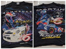 1993 Mark Martin 6 Blast Off All Over Print Black T Shirt Nascar Track Gear L