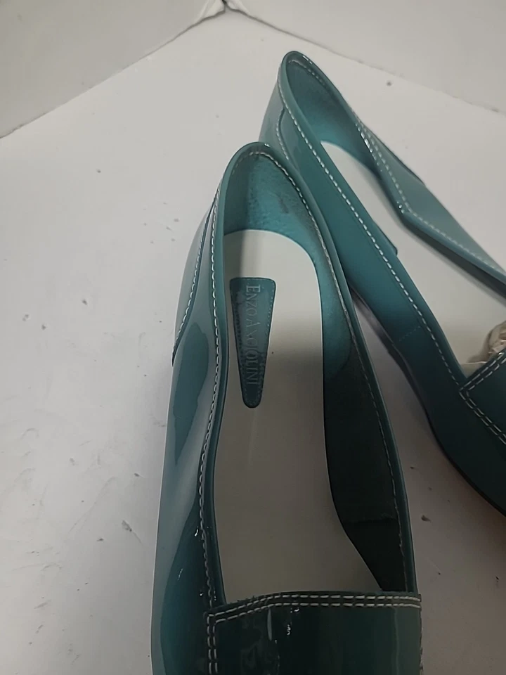 Mocasines planos sin cordones Enzo Angiolini verde azulado charol talla 9,5 M Foto 2 de 4