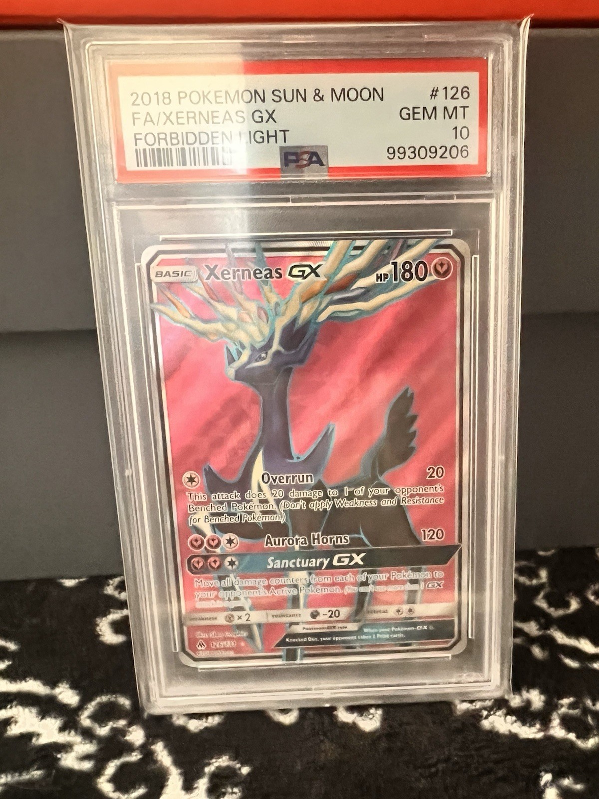 2018 POKEMON SUN & MOON FORBIDDEN LIGHT #126 FULL ART/XERNEAS GX PSA 10