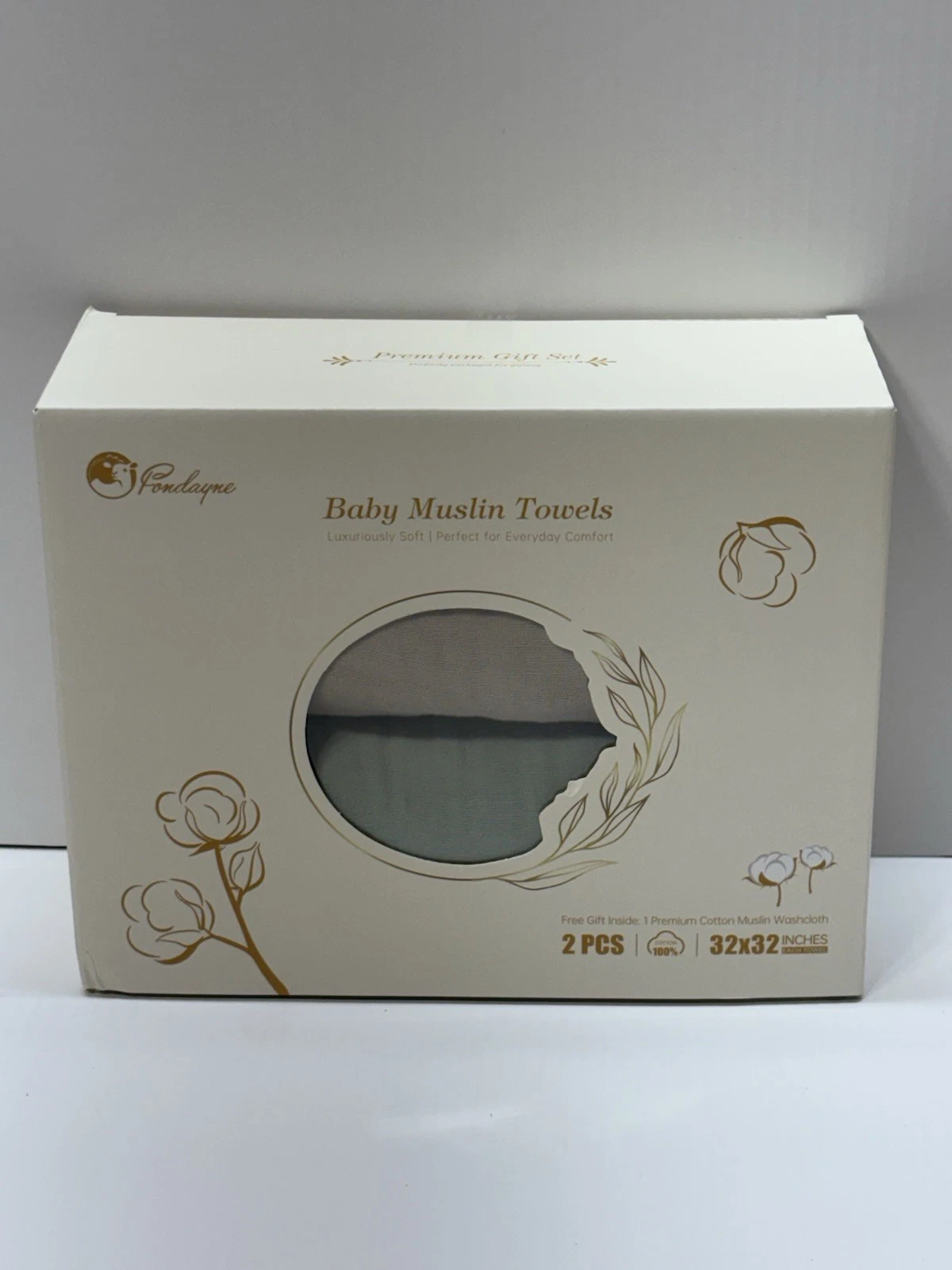 Baby Muslin Towels 2 Pack 32x32 XL 100% Cotton Soft Newborn Gift Set