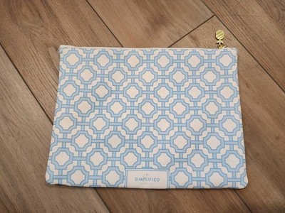 SIMPLIFIED By Emily Ley Zipper Pencil Pouch Blue White Geometric 12''x9''