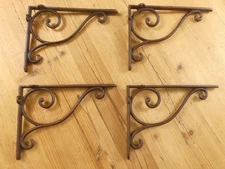4 Antique Style Shelf Brace Wall Bracket Cast Iron Brackets Corbels Plant Hook