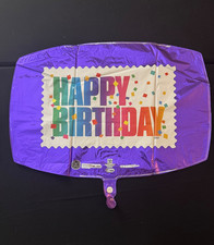 Large Rectangular Foil Balloon - Happy Birthday - Purple - Lot of 5