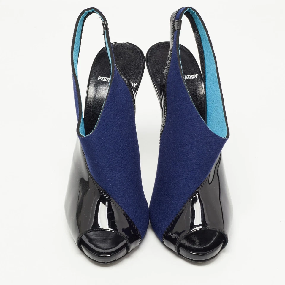 Zapatos de salón Piere Hardy negros/azules de tela y charol talla 41 Foto 3 de 4