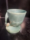 Roseville Pine Cone Green 1935 Vintage Art Pottery Cornucopia Vase 124-5