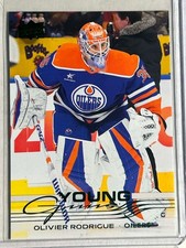 2025-26 Upper Deck Young Guns Holiday Green #203 Olivier Rodrigue - Edmonton *SP