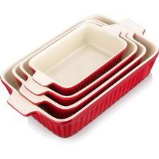 Auflaufform Set Keramik 4-tlg rot backofenfes...
