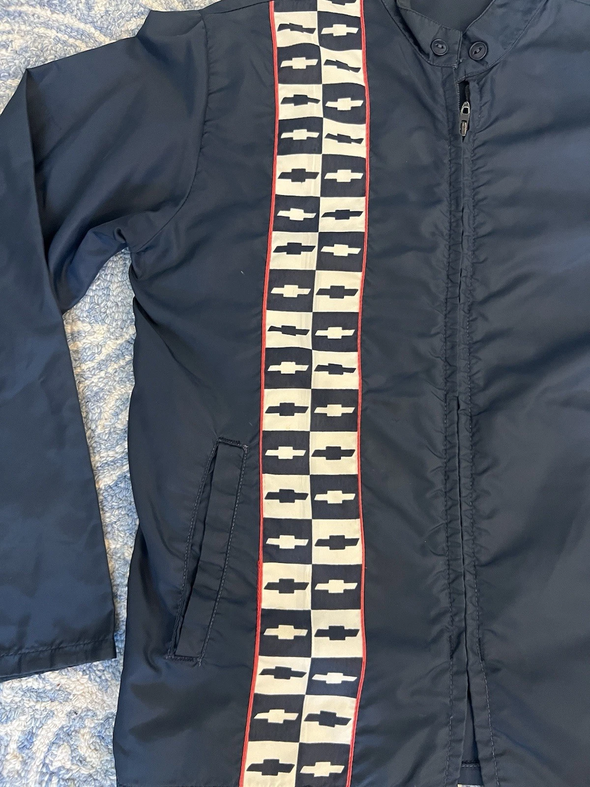 Vintage 60s 70s Chevrolet Bowtie Racing Jacket Nylon Cafe Racer Talon Zip XS USA image 3