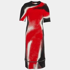 Alexander McQueen Red Mushroom Spores Jacquard Knit Midi Dress M