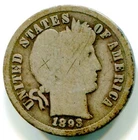 1893 Silver Barber Dime !!  Better Date !!
