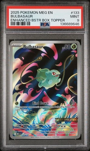 2025 POKEMON MEG EN-MEGA EVOLUTION ENHANCED BOOSTER BOX TOPPER BULBASAUR PSA 9