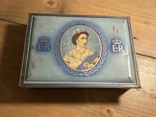 Vintage Pale Blue Capstan Cigarettes Tin Box Queen Elizabeth II Coronation 1953