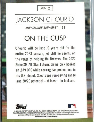 2023 Bowman #MP-12 Jackson Chourio Modern Prospects - Picture 2 of 2