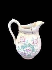 Antique Floral Gilded Ironstone Pitcher Stone China Dieu et mon Droit Crazed Sta