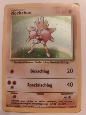 Pokemon Karte Nockchan Hitmonchan 7/102 Base Set Holo Rare TCG Deutsch Vintage