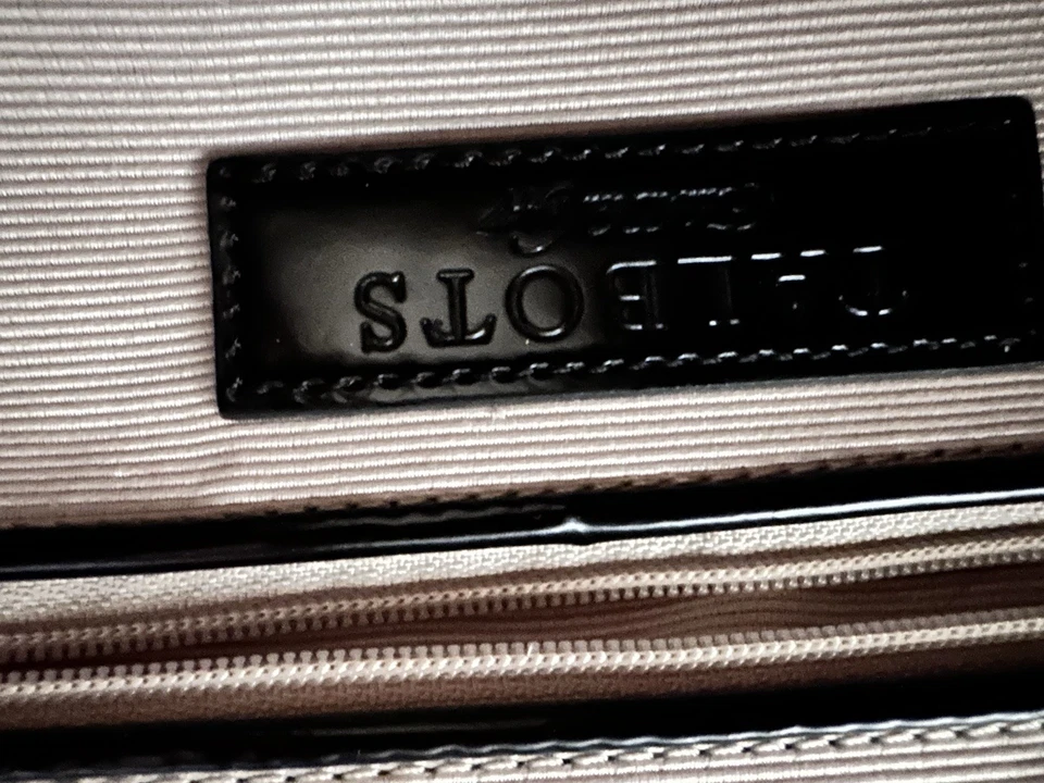 TALBOTS CALF HAIR LEOPARD PRINT BLACK PATENT LEATHER SATCHEL SHOULDER BAG BROWN - Image 4 of 4